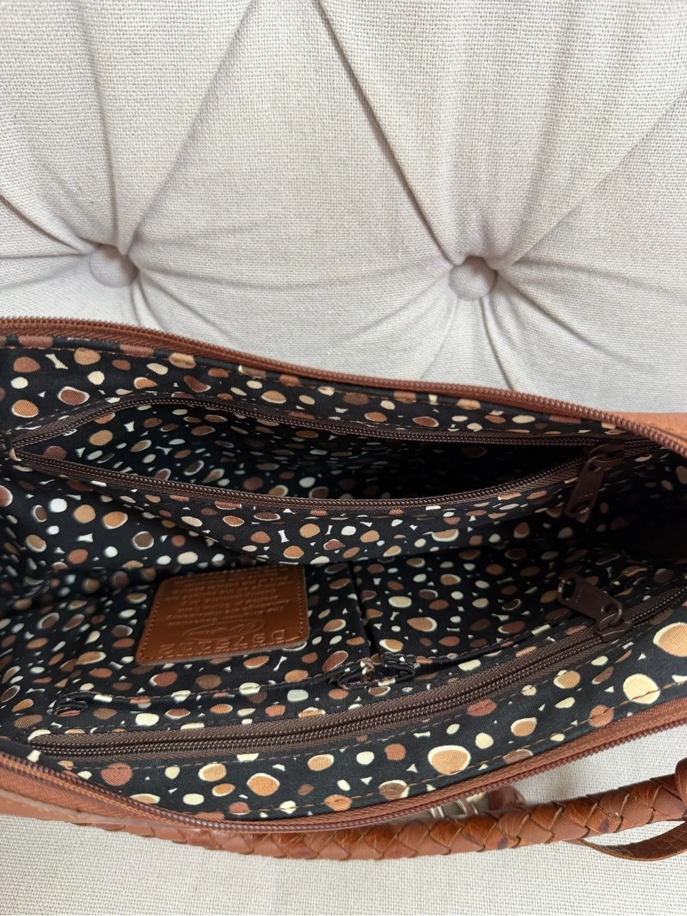 Brighton Brown Genuine Leather Purse with Woven Handle Handbag